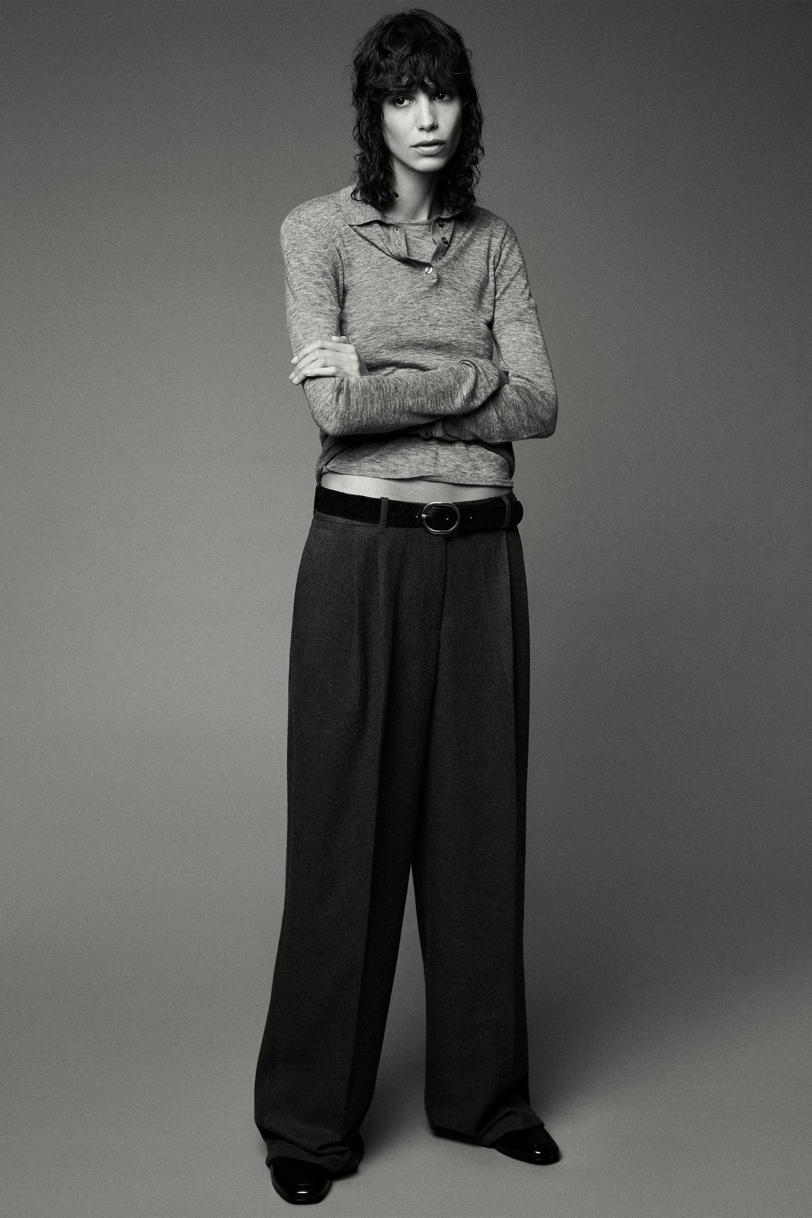 WIDE LEG BELTED PANTS Product Image