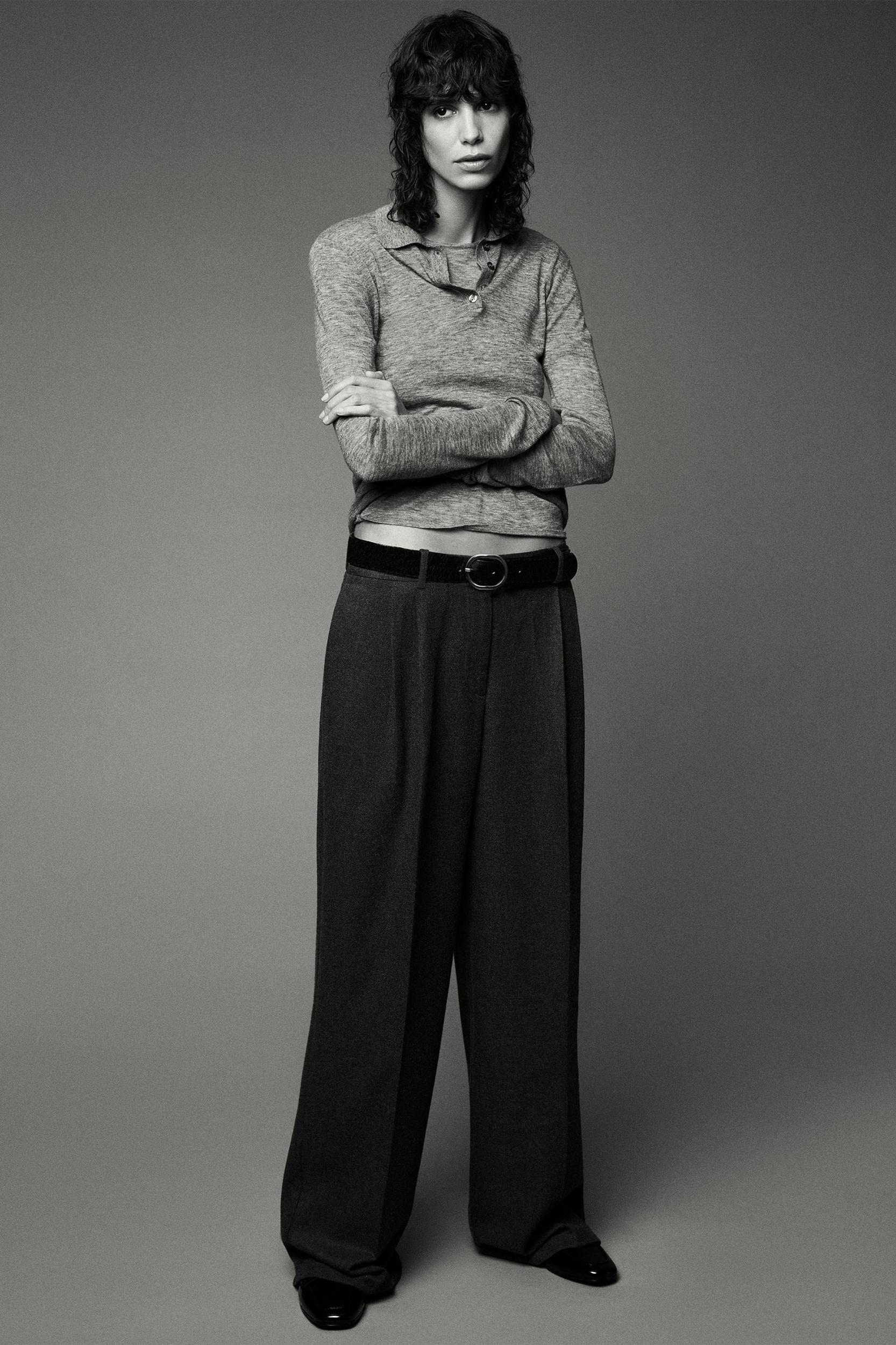 WIDE LEG BELTED PANTS Product Image