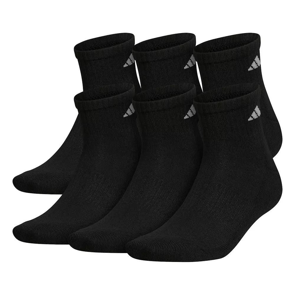 Men's adidas 6-pack Athletic Cushioned Quarter Socks, Size: 5-8, Black Product Image