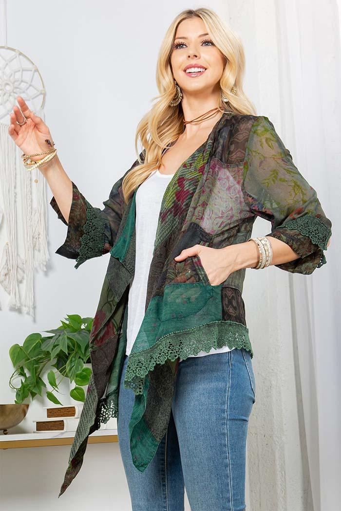 Patchwork Kimono Overdyed Prints Product Image