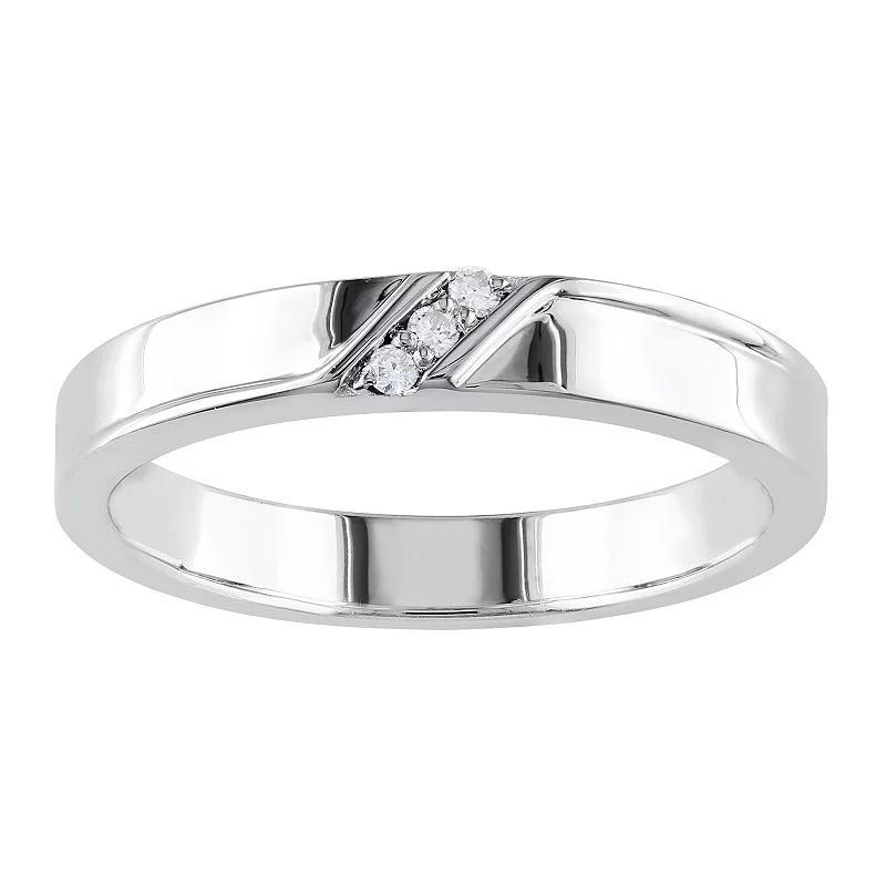 Stella Grace Men's Sterling Silver Diamond Accent 3-Stone Ring, Size: 13 Product Image