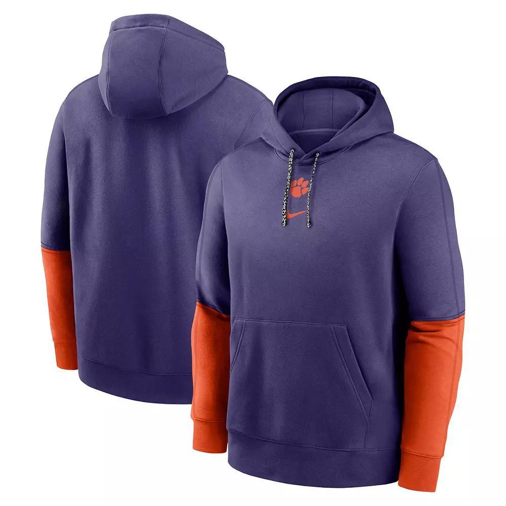 Men's Nike Purple/Orange Clemson Tigers 2024 Sideline Club Pullover Hoodie, Size: Medium Product Image