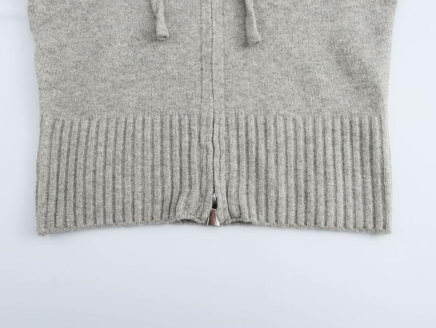 Plain Hooded Zip Cardigan Product Image