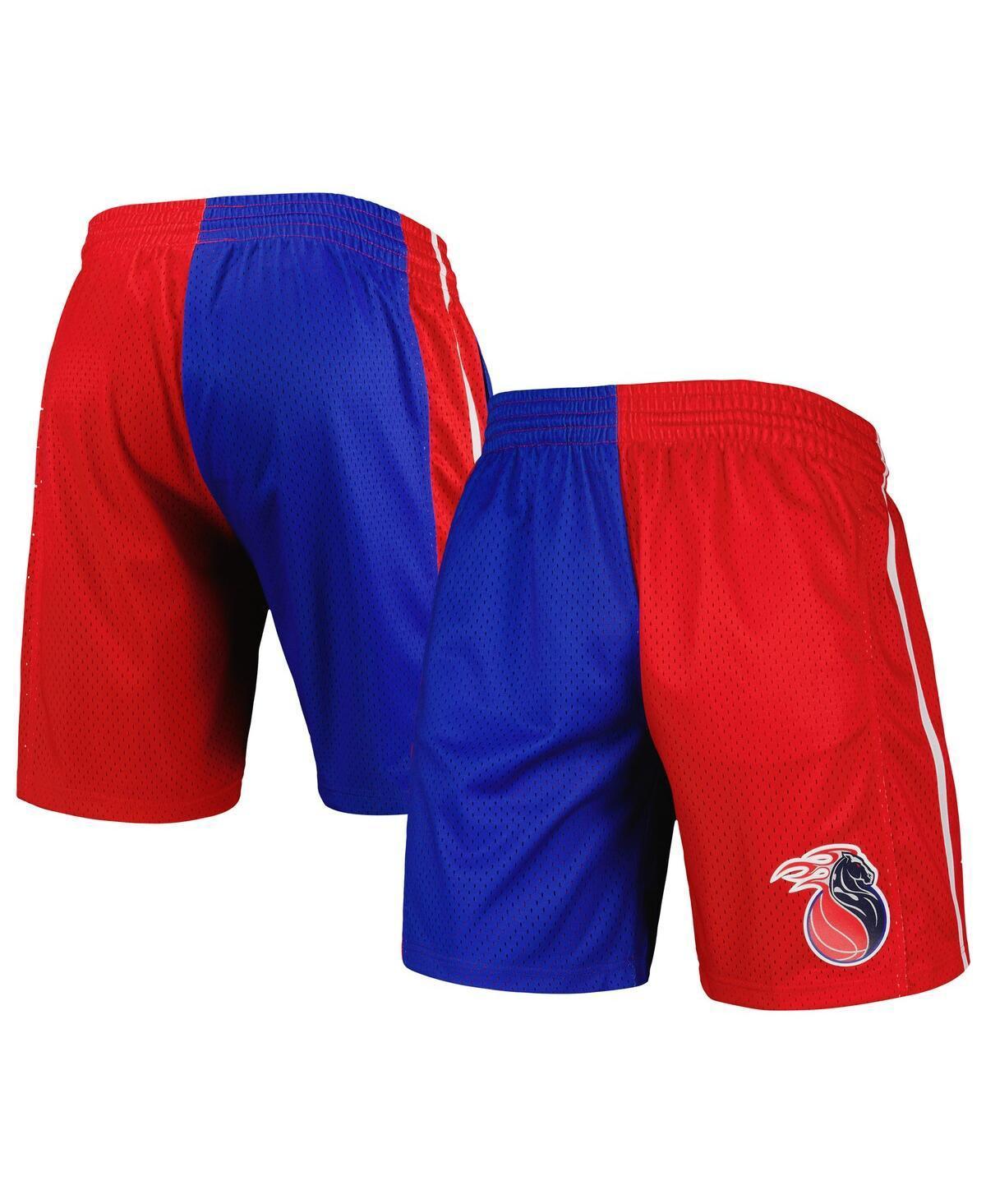 Men's Mitchell & Ness Blue/Red Detroit Pistons Hardwood Classics 2003 Split Swingman Shorts, Size: 5XL, Pis Blue Product Image