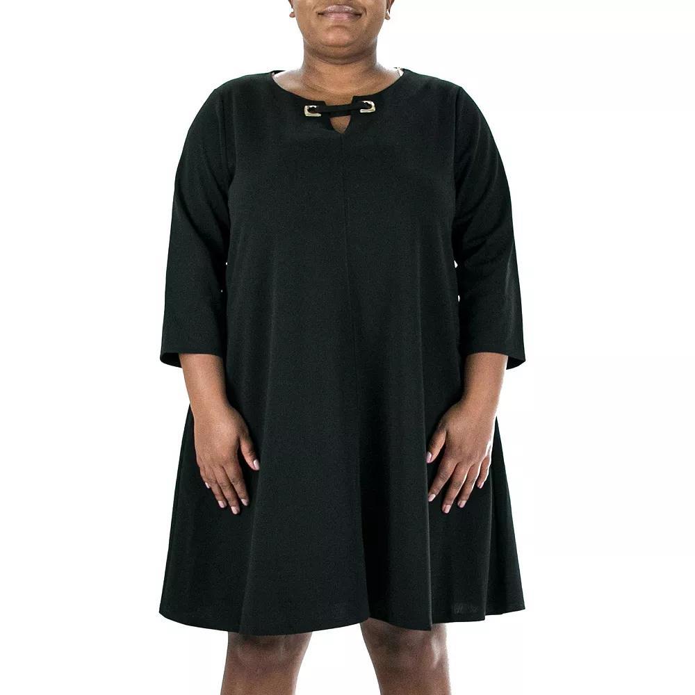 Plus Size Nina Leonard Grommet Notchneck Dress, Women's, Size: 2XL, New Teal Gold Product Image