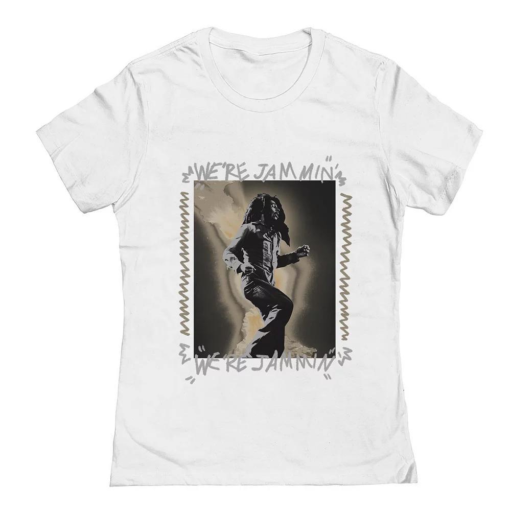 Junior's Bob Marley Were Jammin' Graphic Tee, Women's, Size: Medium, White Product Image