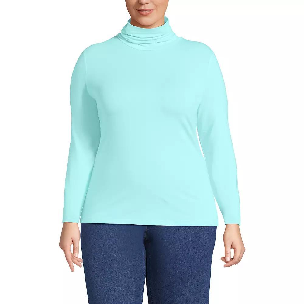 Plus Size Lands' End Lightweight Fitted Long Sleeve Turtleneck, Women's, Size: 1XL, Black Product Image