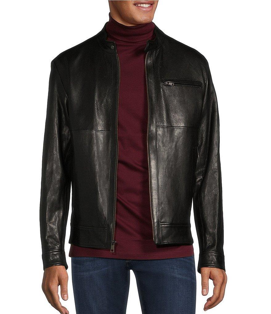 Murano Perforated Moto Leather Jacket Product Image