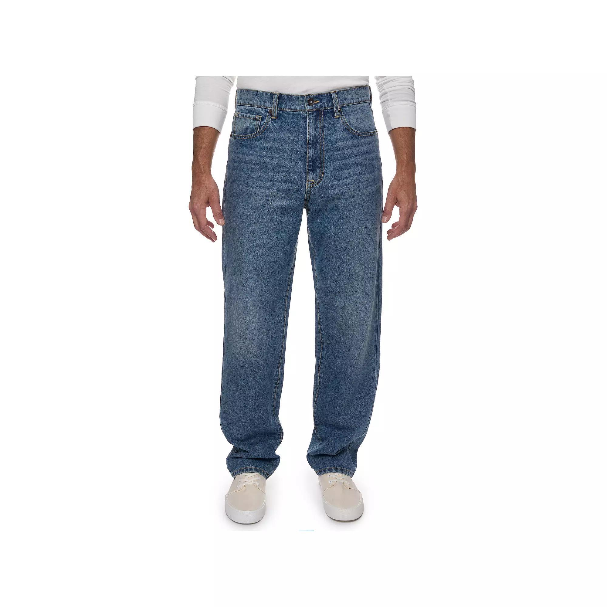 Men's Lazer Loose Fit Denim Jeans, Size: 34 X 32, Marcus Blue Product Image