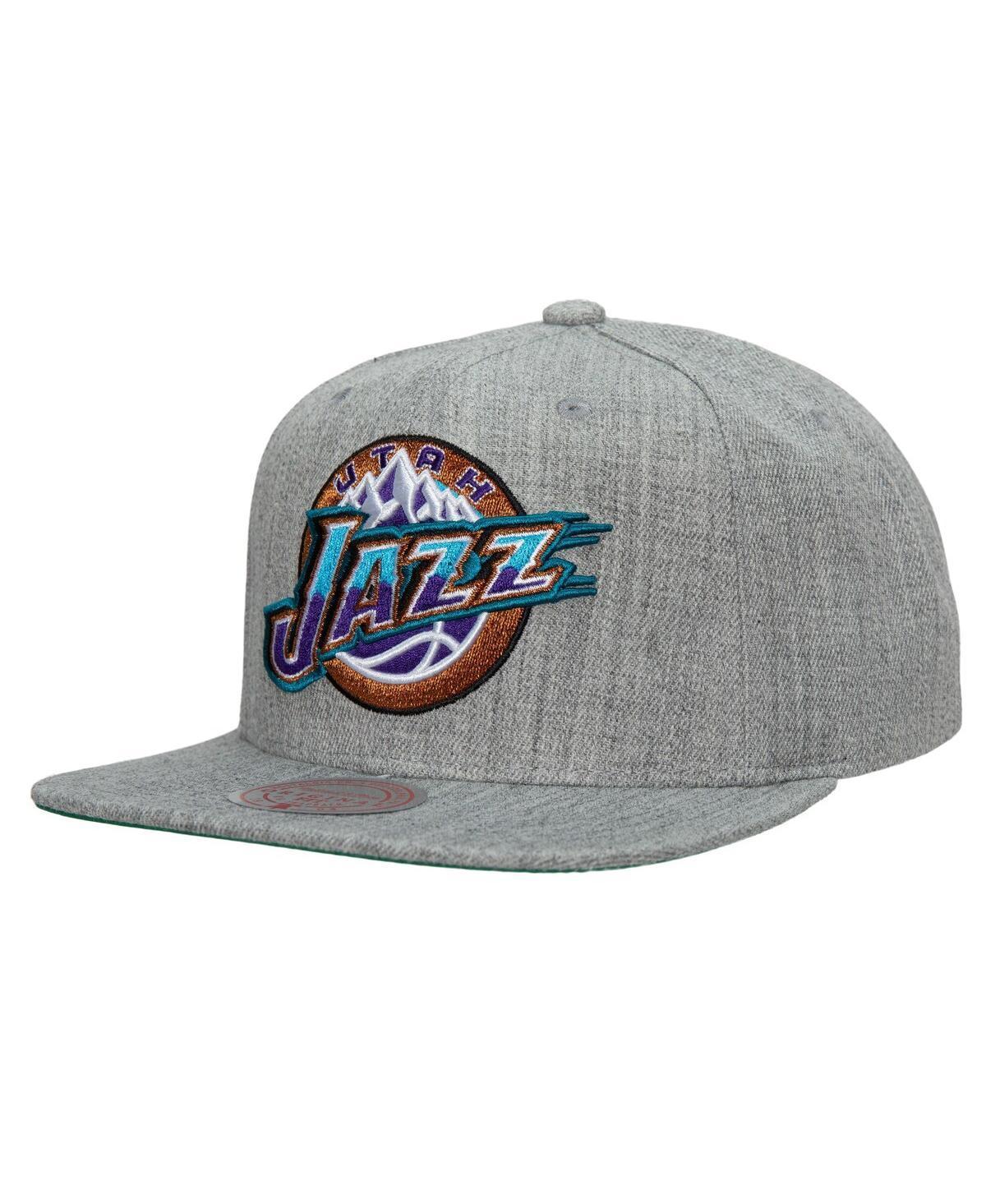 Men's Mitchell & Ness Heather Gray Utah Jazz Hardwood Classics 2.0 Snapback Hat, Jaz Grey Product Image