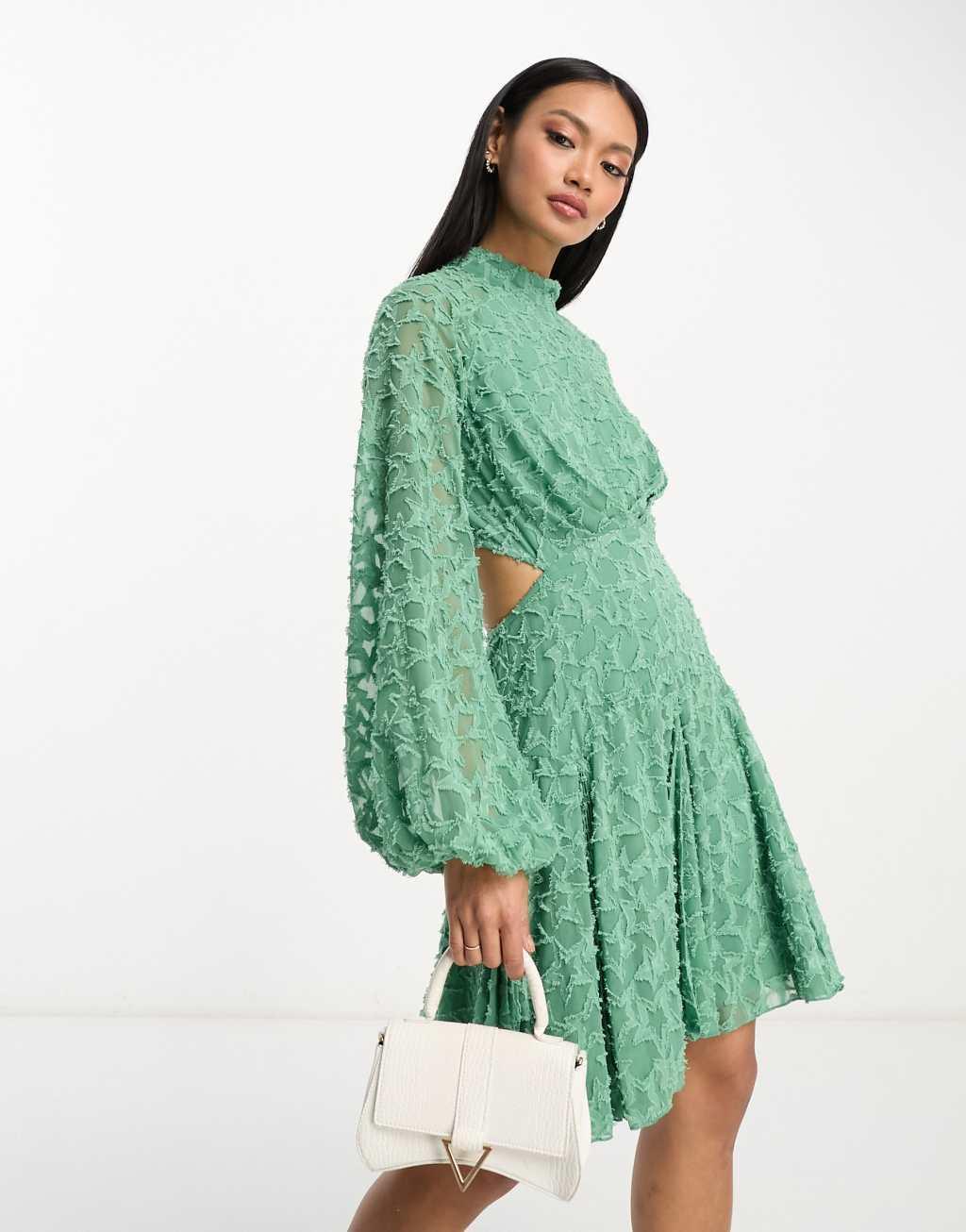 ASOS DESIGN high neck mini dress with cut out detail Product Image