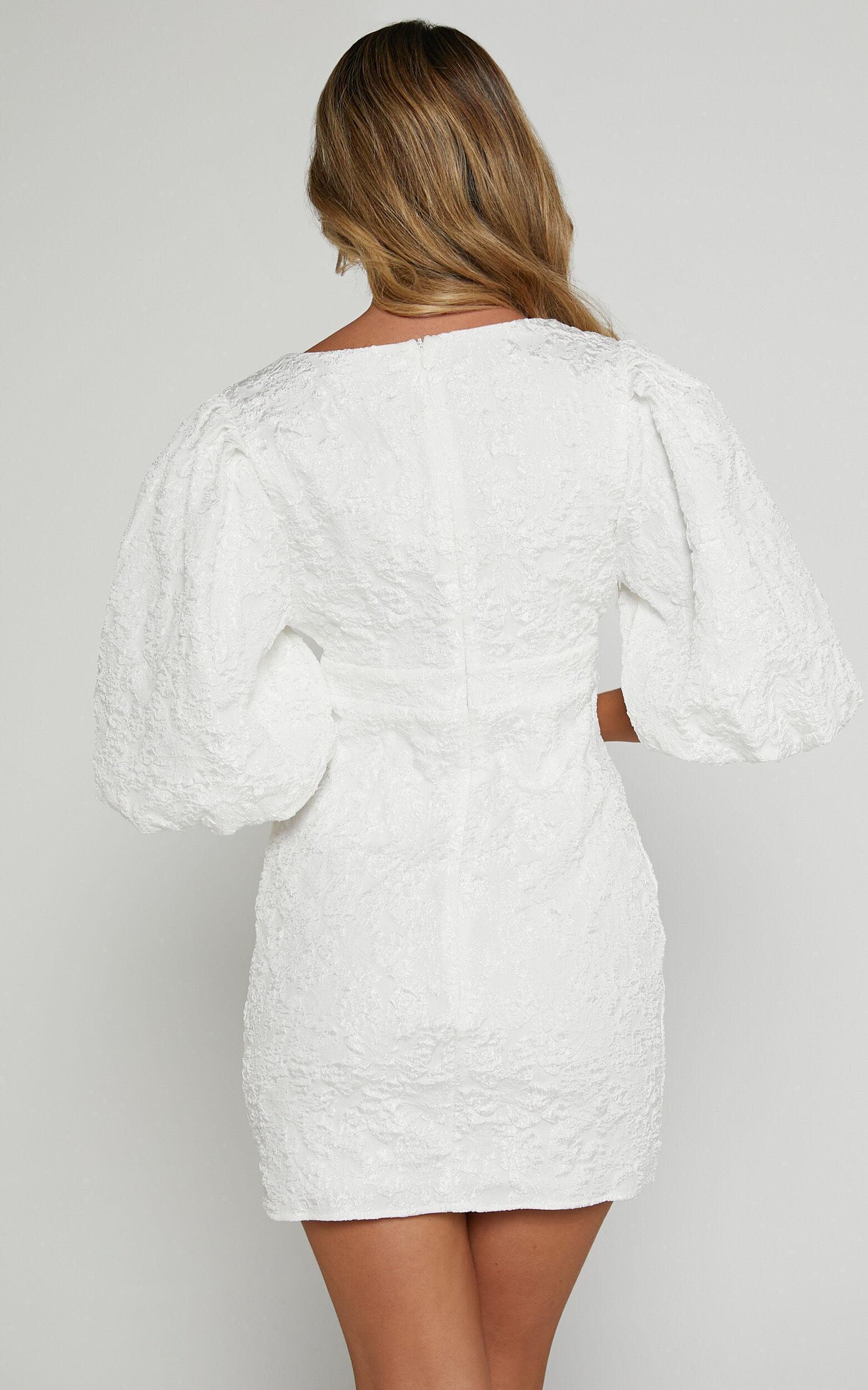 Miley Mini Dress - V Neck Bodycon Dress in White Product Image