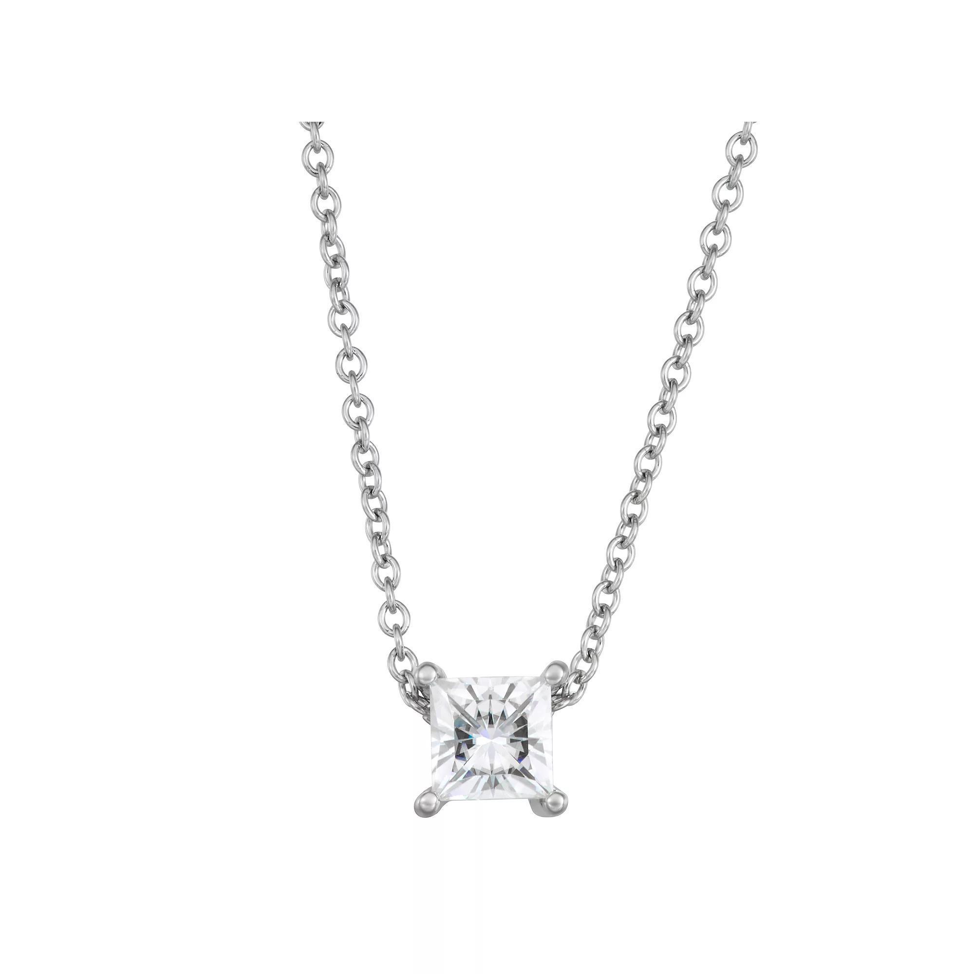 Charles & Colvard 14k White Gold 3/8 Carat T.W. Lab-Created Moissanite Pendant Necklace, Women's, Size: 18" Product Image