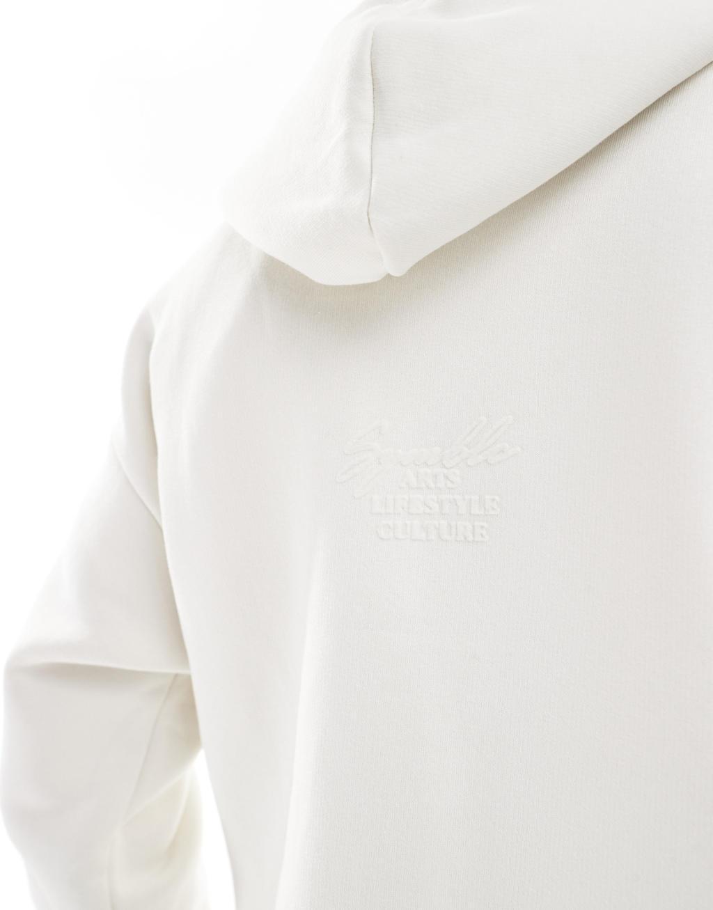 Bershka boxy tonal back print hoodie in white Product Image