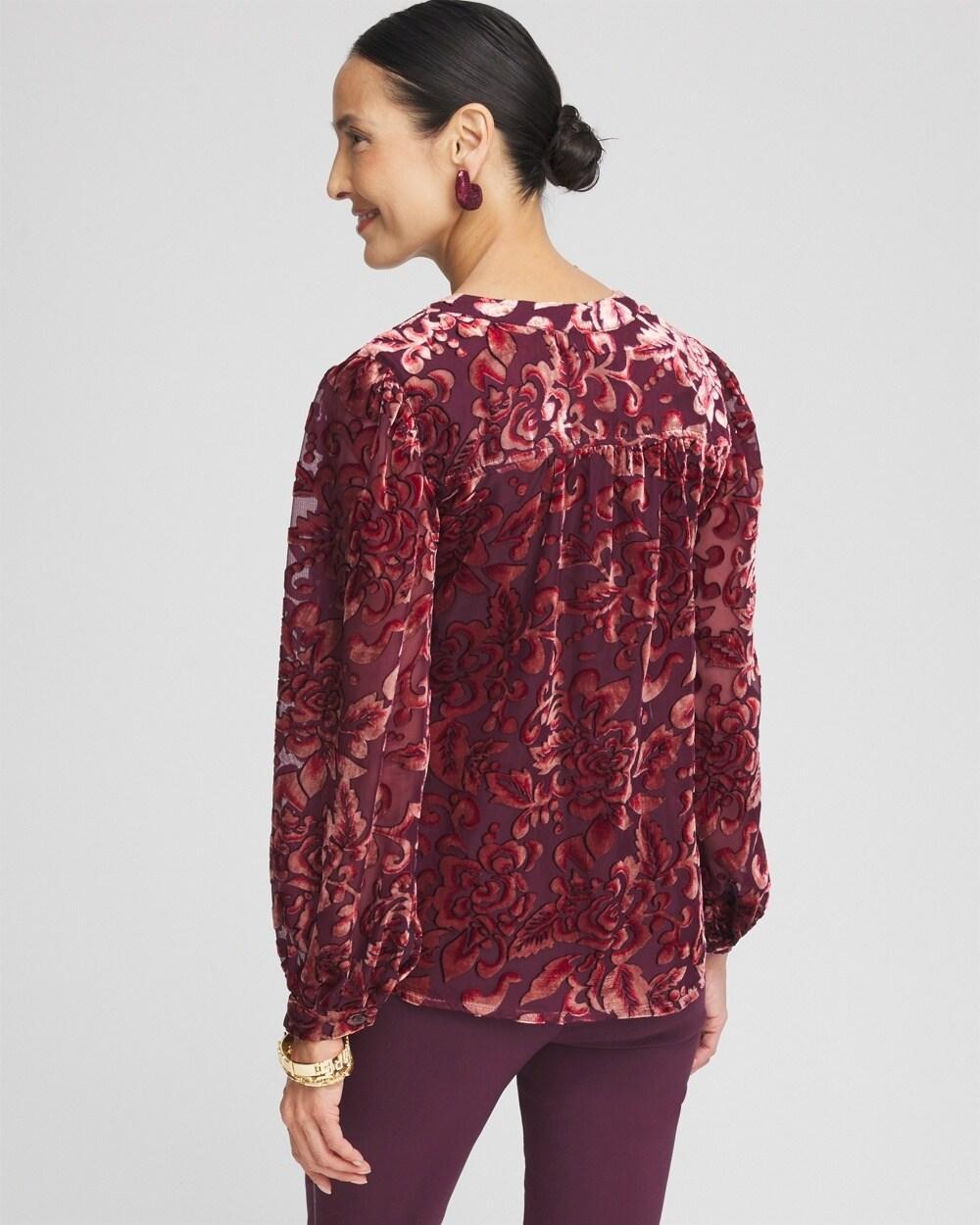 Velvet Blouson Sleeve Blouse Product Image
