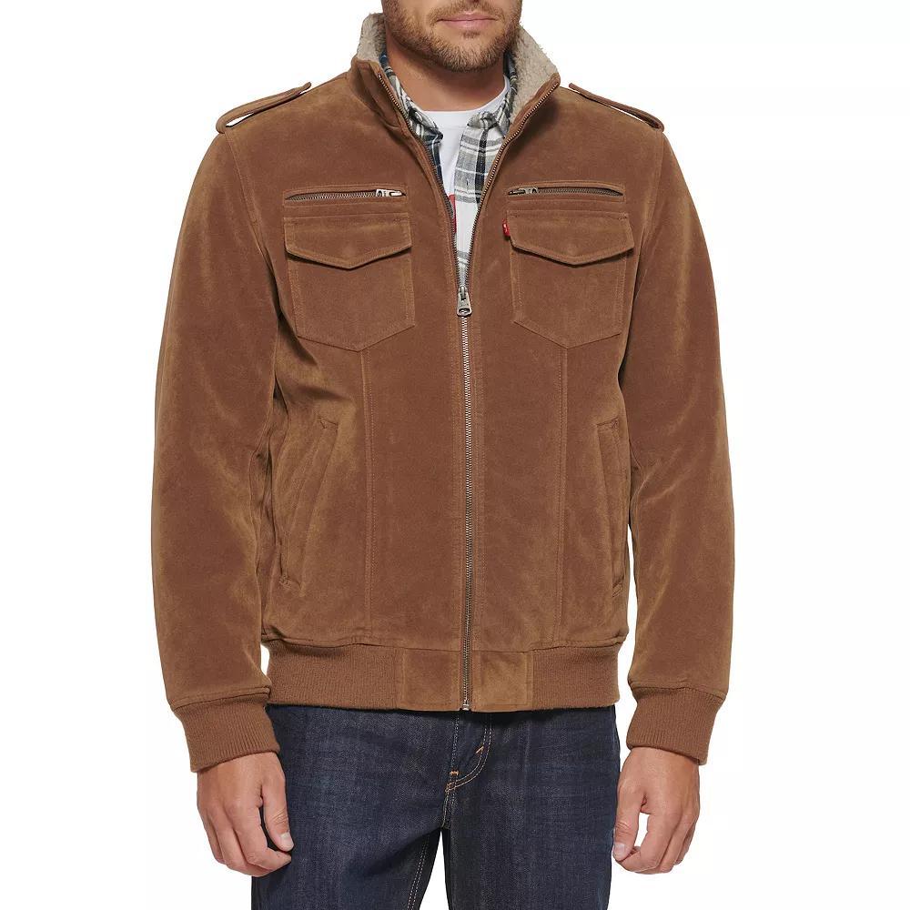 Men's Levi's® Faux Suede Aviator Bomber Jacket with Sherpa, Size: Medium, Red Product Image