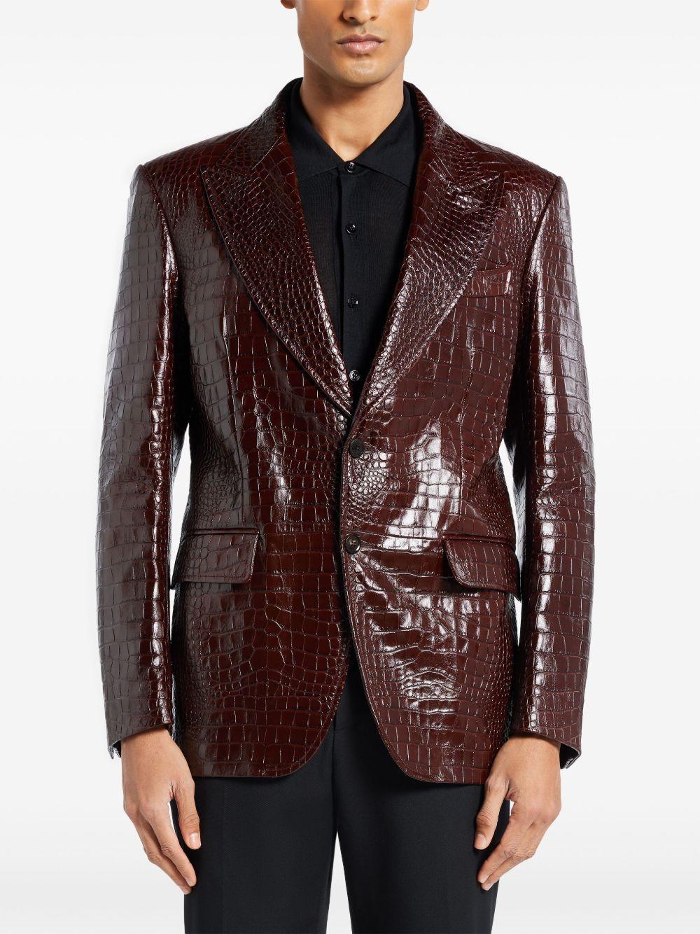 crocodile-embossed leather blazer Product Image