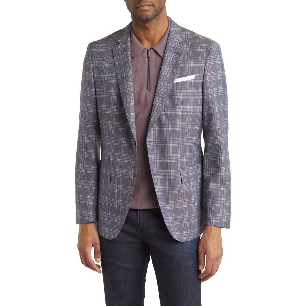 HUGO BOSS Boss Hutson Plaid Wool Sport Coat In Purple/navy Product Image