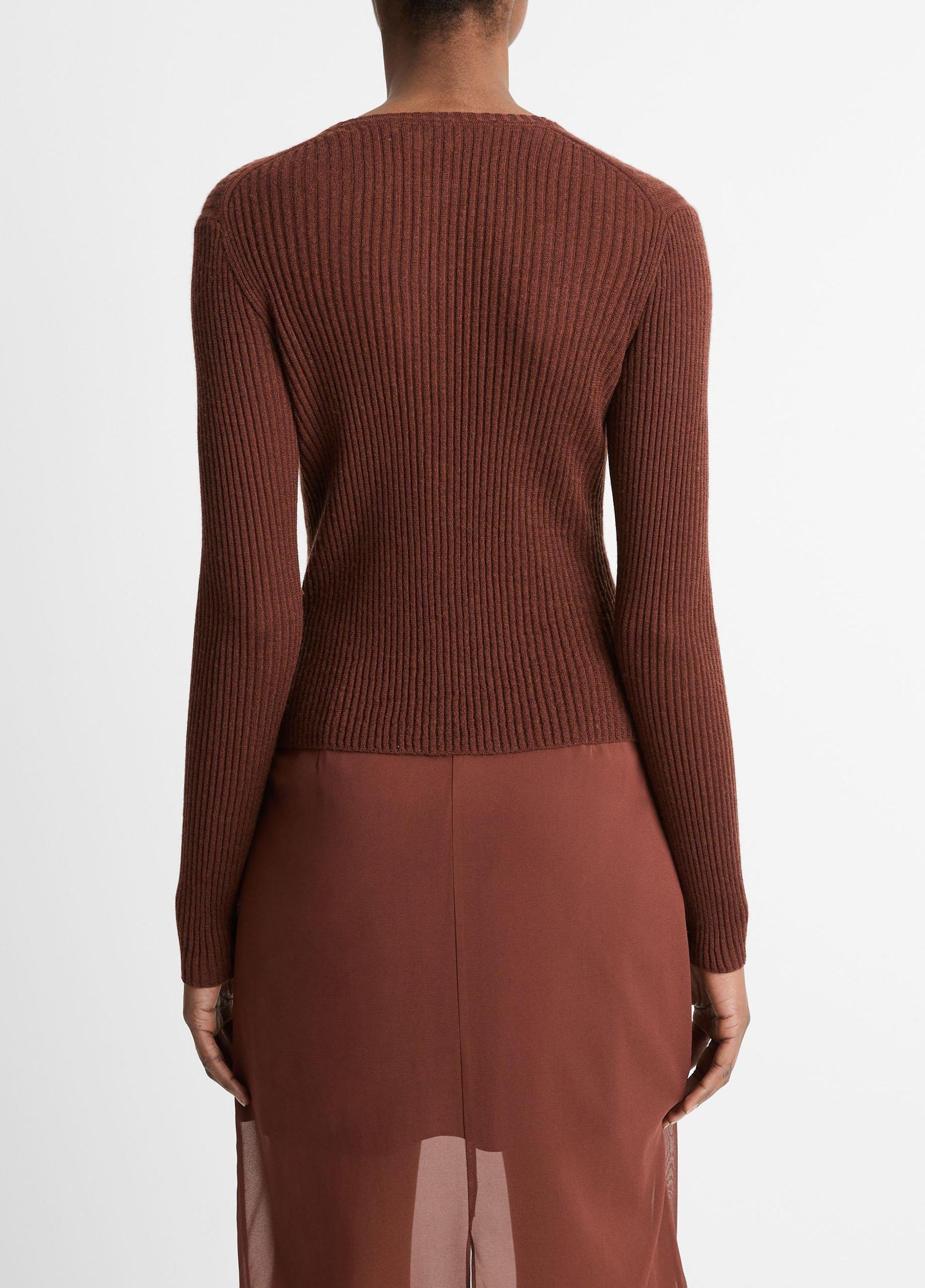 Womens Cashmere-Silk Ribbed Cardigan, Deep Rosewood, Size XXS Vince Product Image