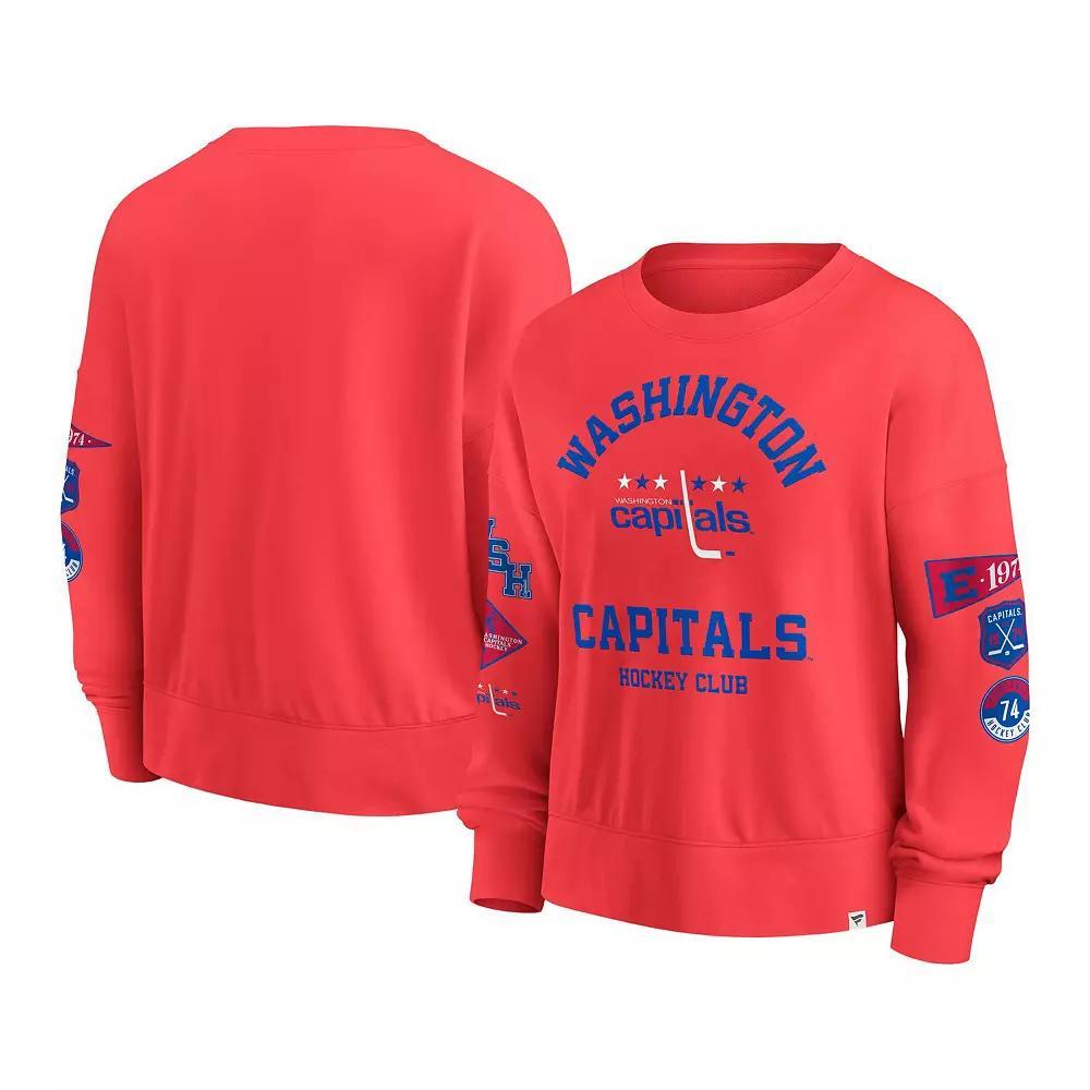 Women's Fanatics  Red Washington Capitals Oversized Vintage Go Team Pullover Sweatshirt, Size: XL Product Image