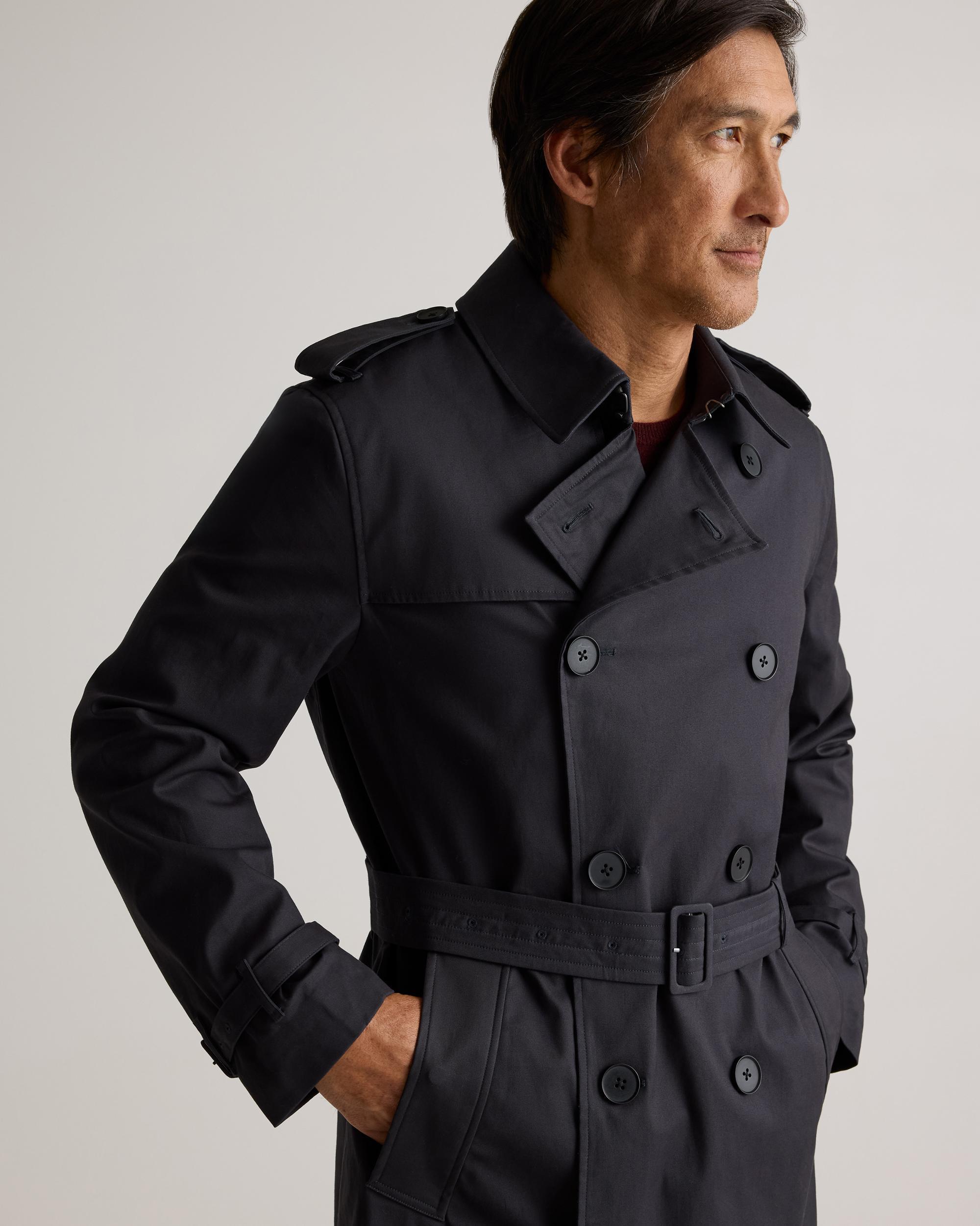 Quince | Men's Comfort Stretch Long Trench Coat Organic Cotton Product Image