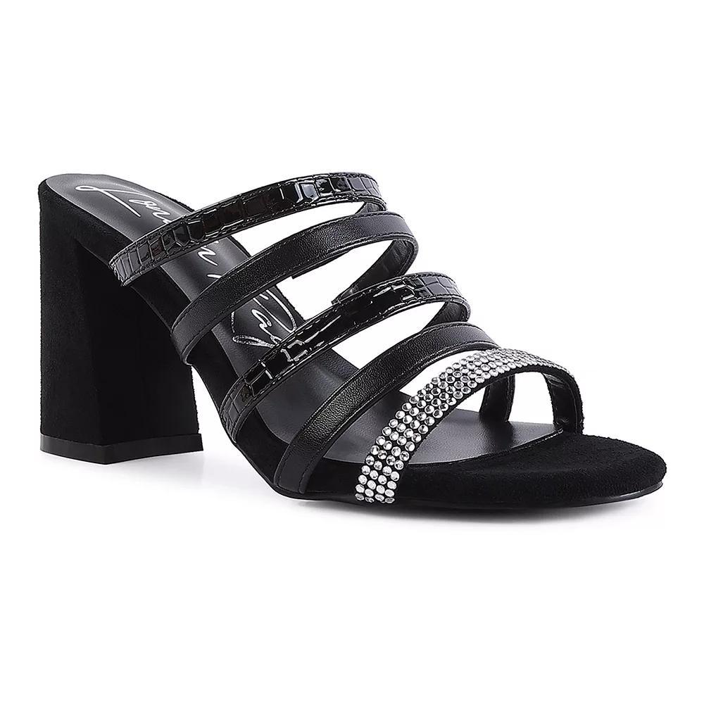 London Rag Peaches Women's Multi-Strap Block Heel Dress Sandals, Size: 8, Black Product Image