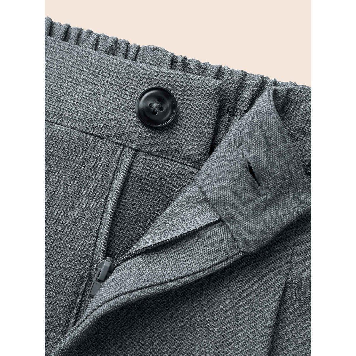 Plus Size Mid Rise Pleated Straight Leg Pants Women SlateGray Workwear Essentials Straight Leg Mid Rise Work Pants BloomChic 26/4X Product Image