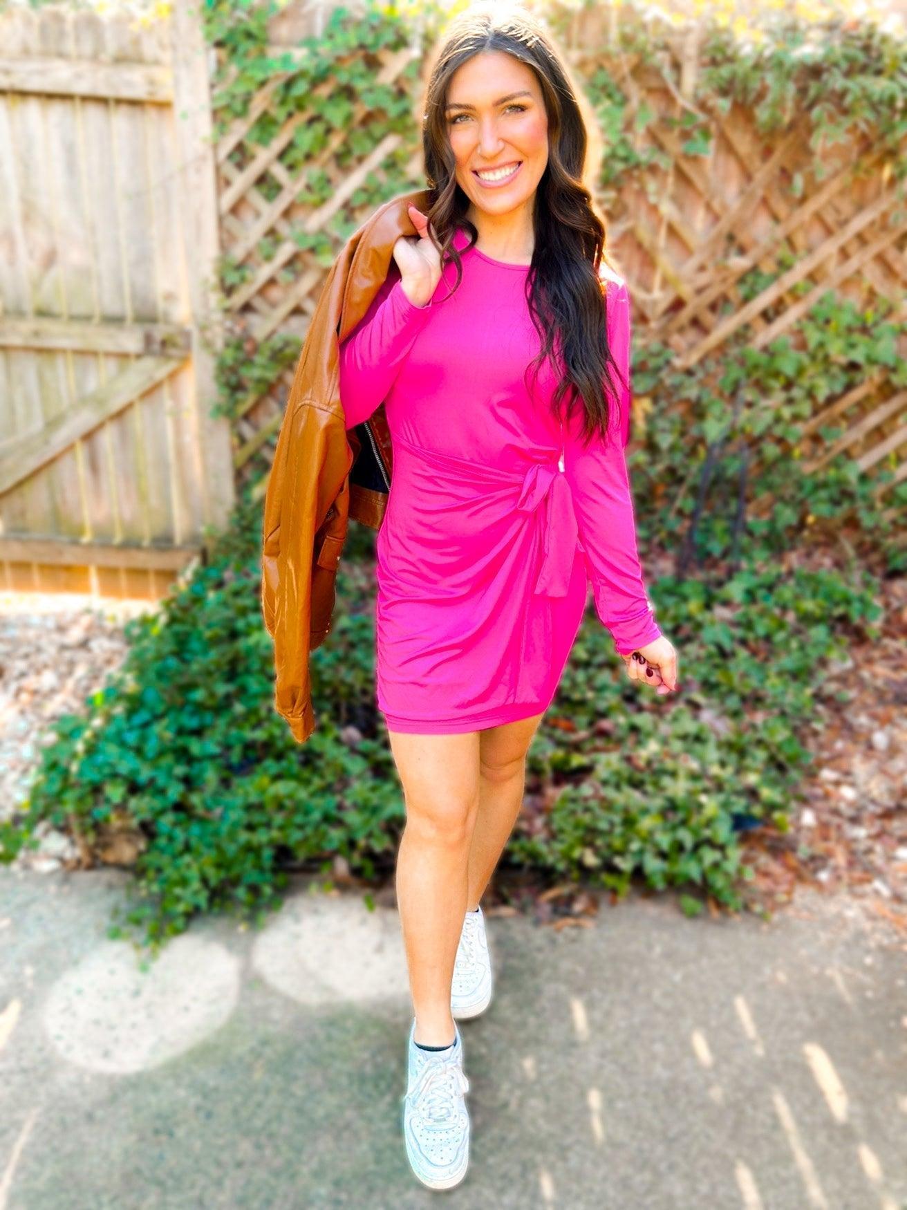 Carrie Crossover Waist Faux Wrap Dress Product Image