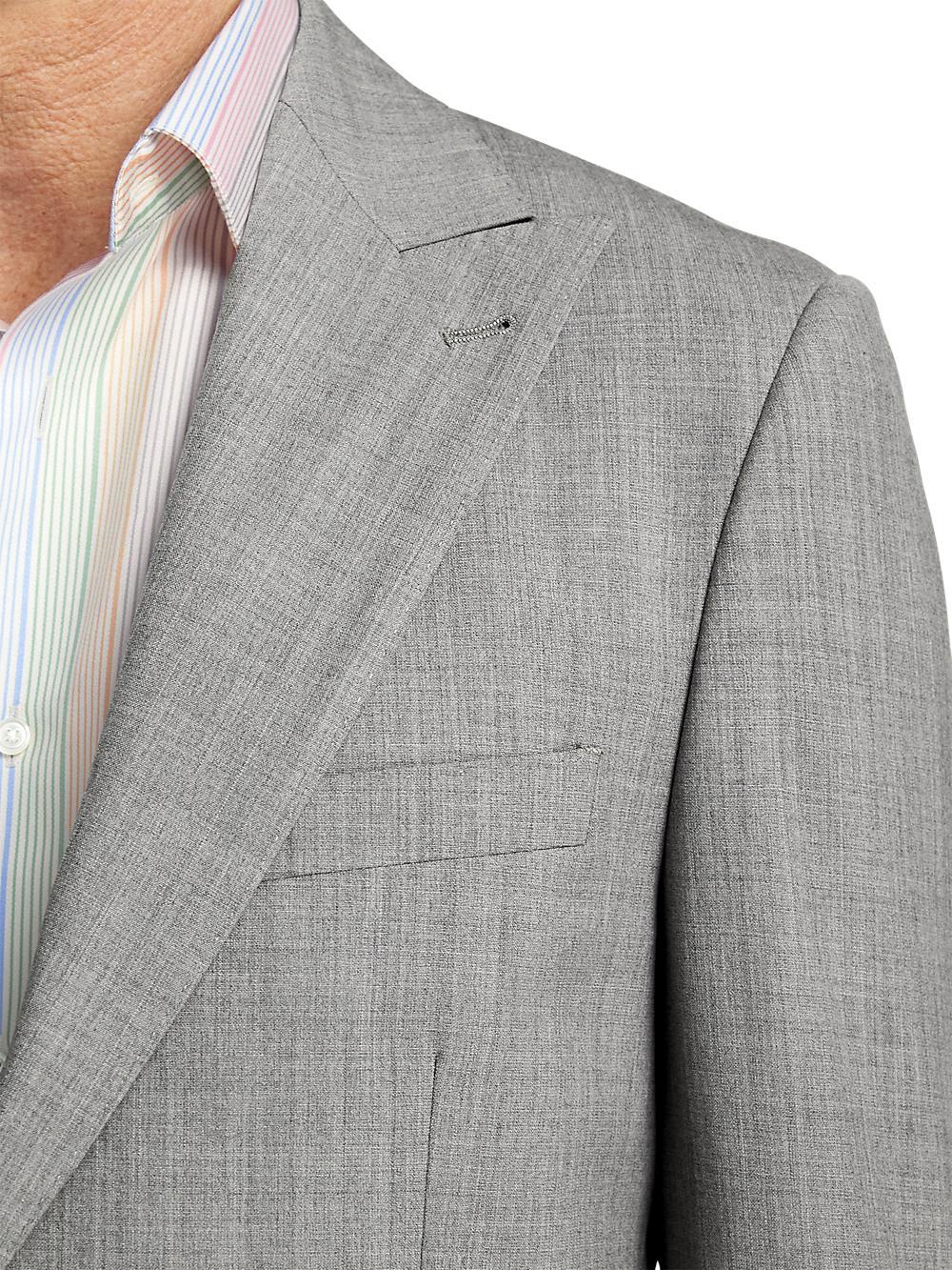 Wool Stretch Bengaline Peak Lapel Suit Jacket - Light Grey Product Image