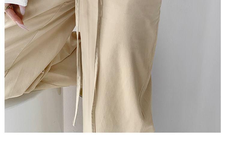 High-Rise Straight-Leg Loose Pants With Lace-Up Detailing Product Image