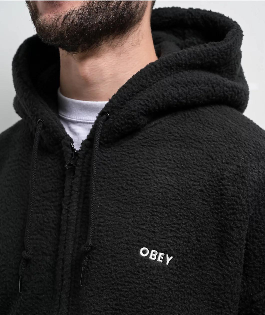 Obey Gaze II Black Sherpa Zip Hoodie Product Image