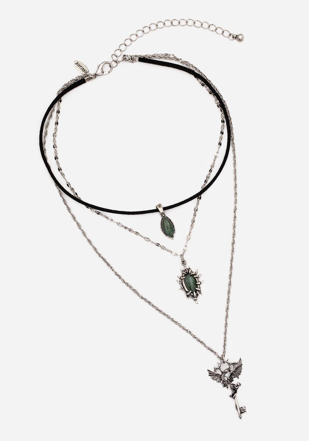 Petra Dragon Key Layered Necklace Product Image