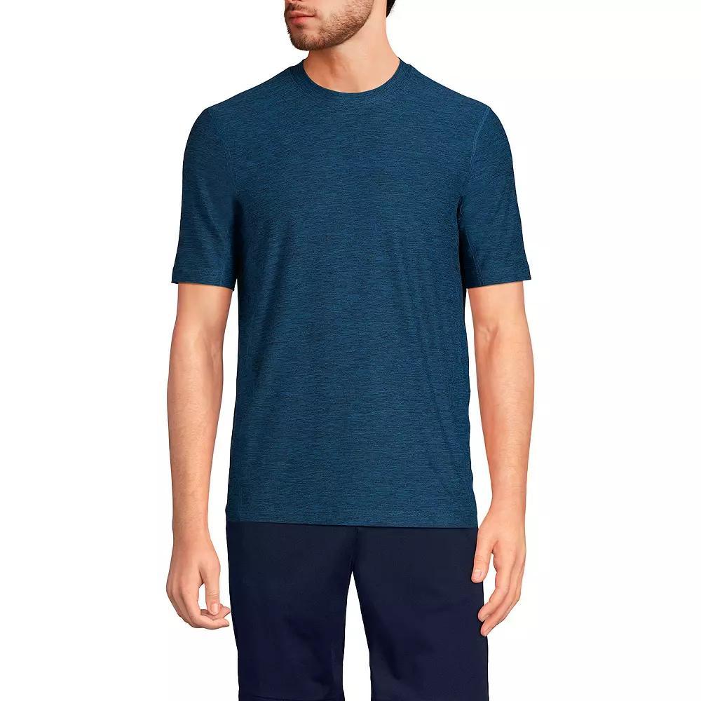 Men's Lands' End Short Sleeve Performance Hybrid Crewneck Tee, Size: Medium, Blue Spacedye Product Image
