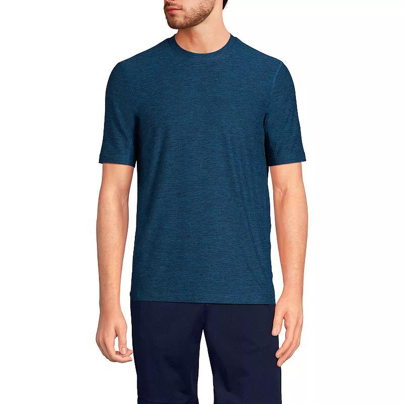 Men's Lands' End Short Sleeve Performance Hybrid Crewneck Tee, Size: Medium, Blue Spacedye Product Image