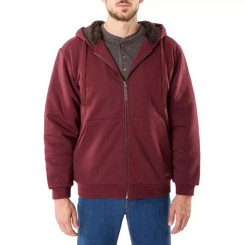 Men's Smith's Workwear Buffalo Plaid Sweater Fleece Hooded Jacket, Size: XL, Grey Grey Black Product Image