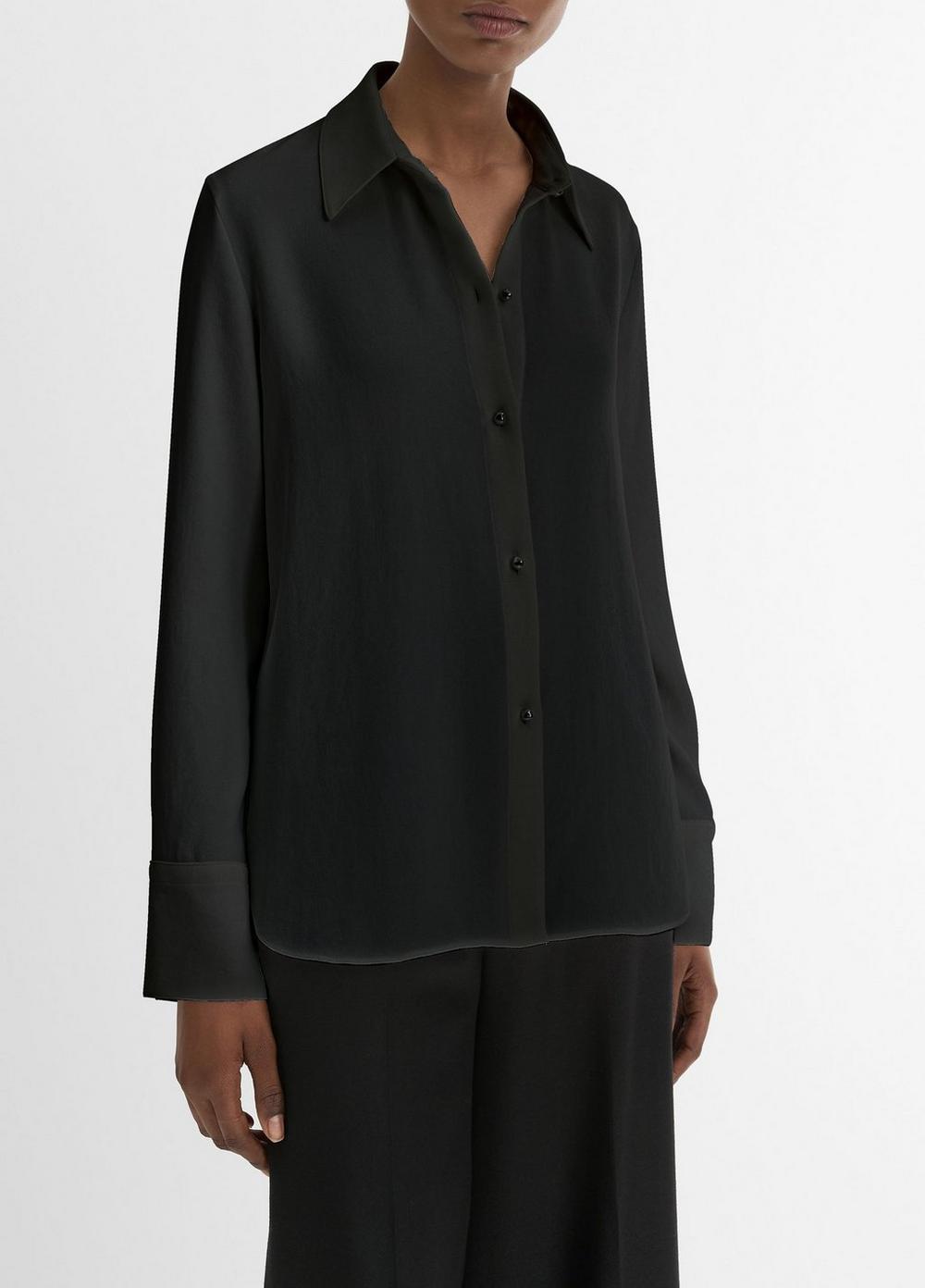 Womens Pearl-button Long-Sleeve Shirt, Off White, Size XS Vince Product Image