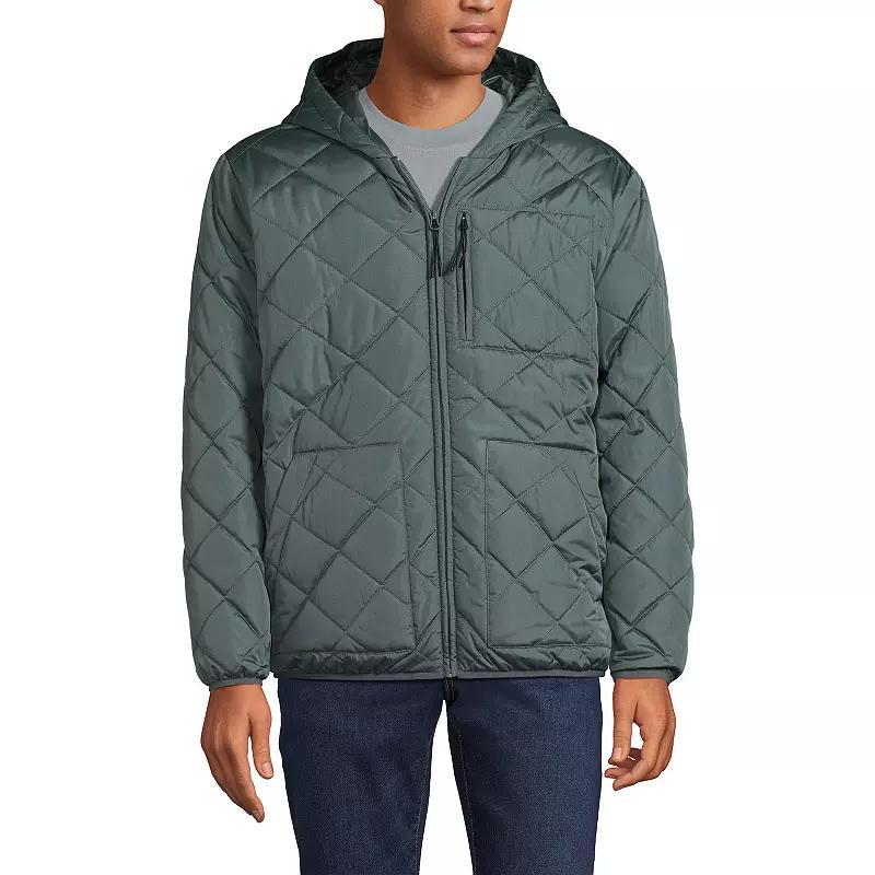Mens Lands End Diamond Quilted Hooded Jacket Radiant Blue Product Image