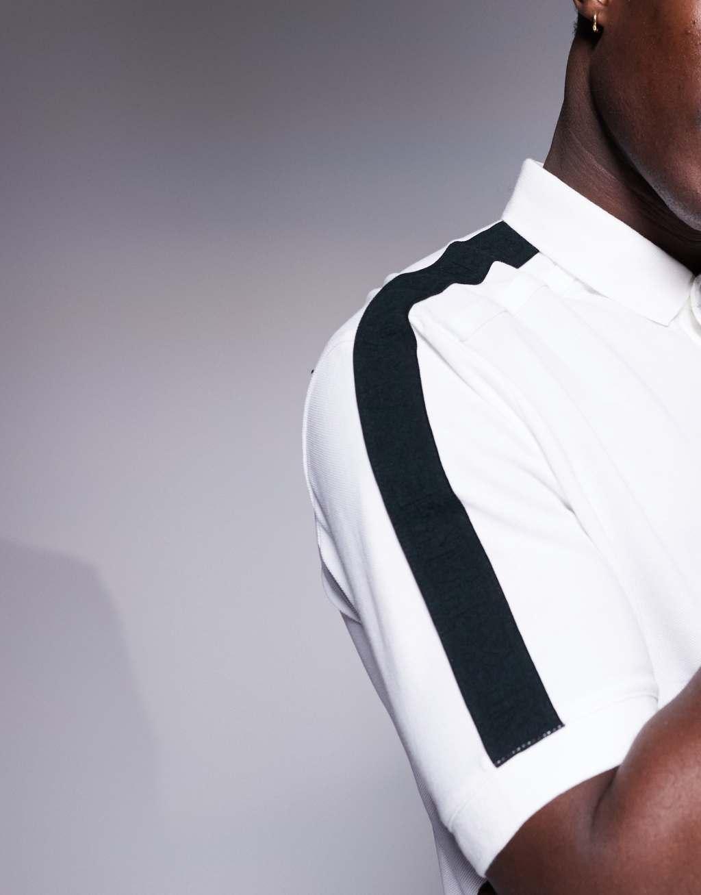 Armani Exchange polo shirt with contrast logo taping in white Product Image