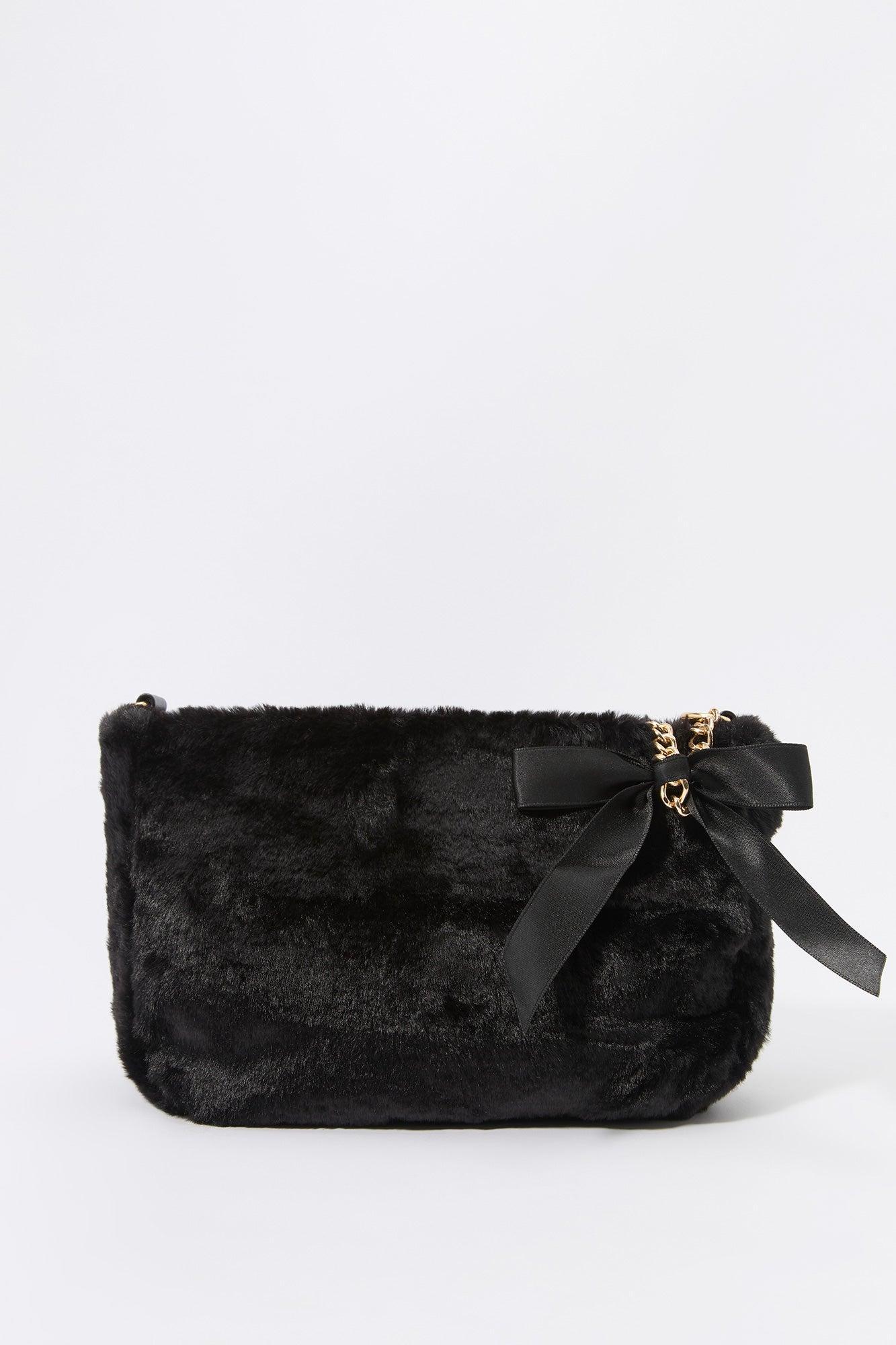 Faux Fur Bow Shoulder Bag Female Product Image