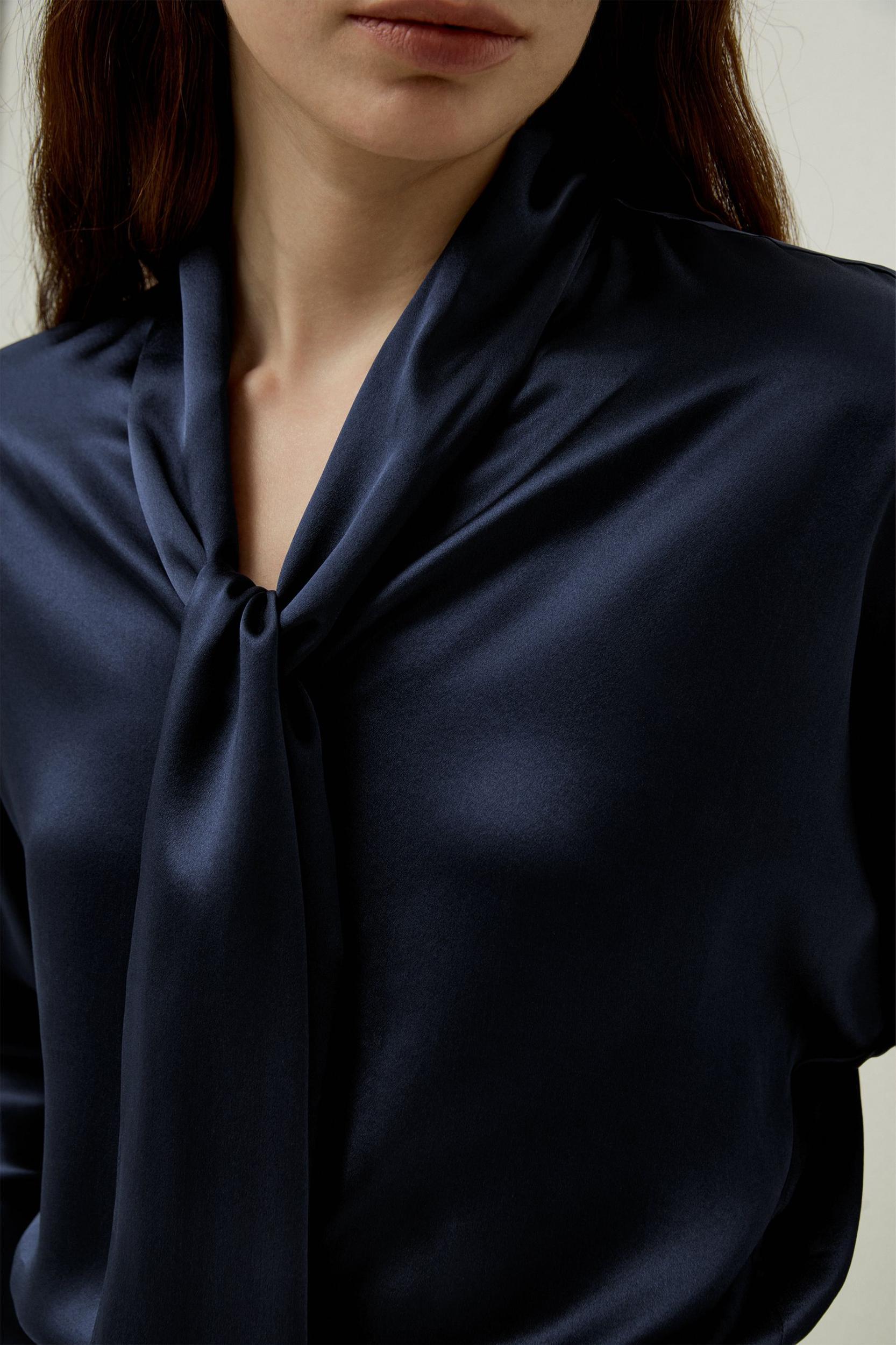 Batwing Silk Top with Adjustable Neck Tie Product Image