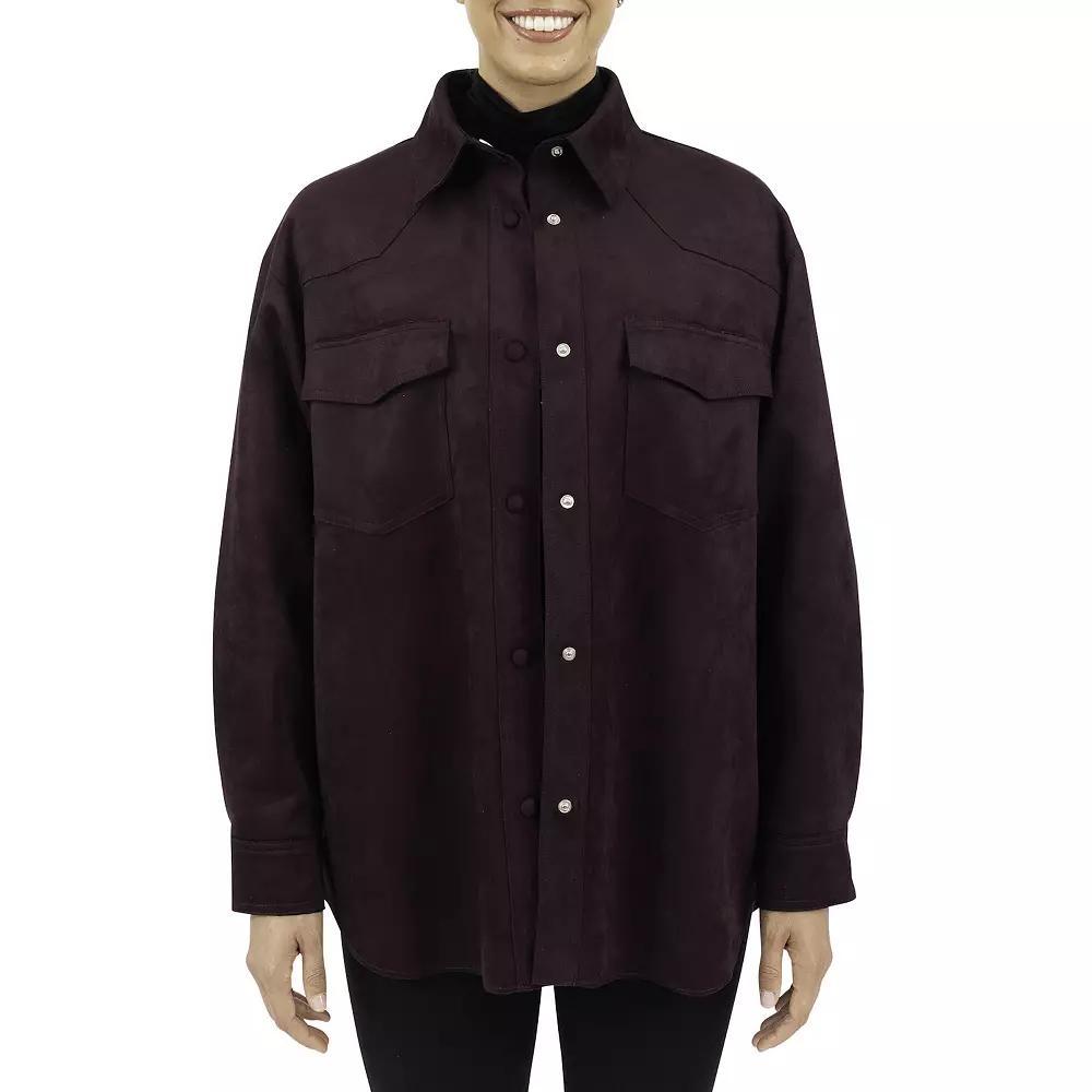 Women's Fleet Street Faux-Suede Shacket, Size: Medium, Fig Product Image