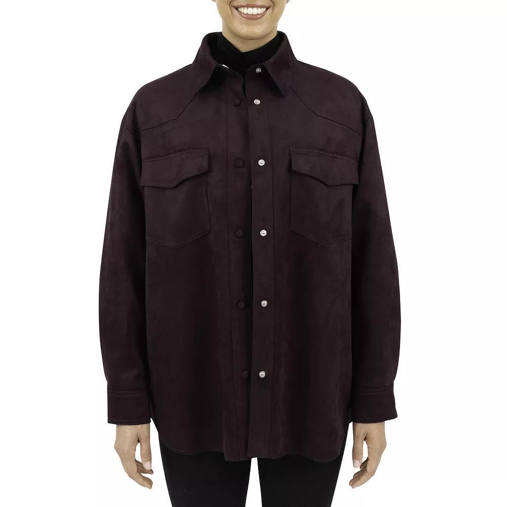 Women's Fleet Street Faux-Suede Shacket, Size: Medium, Fig Product Image