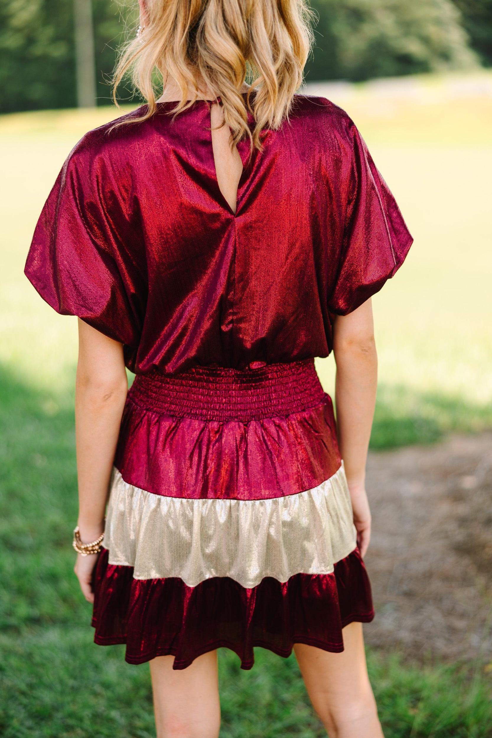 Play Your Game Crimson Red Colorblock Dress Female Product Image
