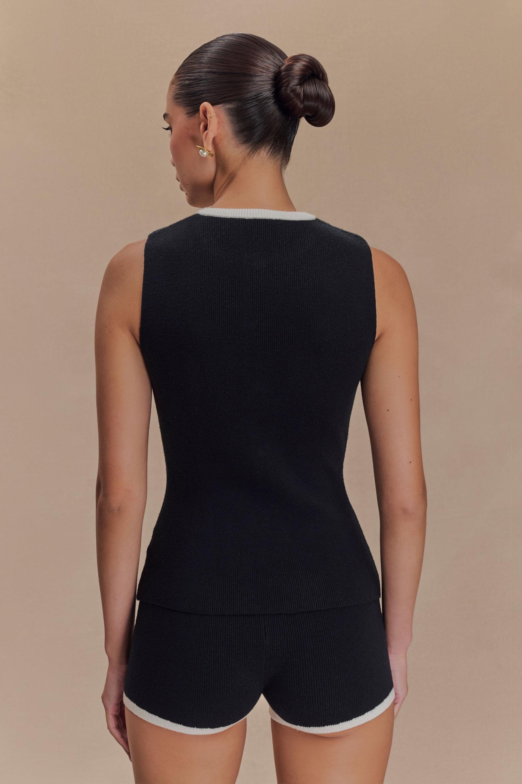 Julianne Contrast Knit Top - Black/White Product Image