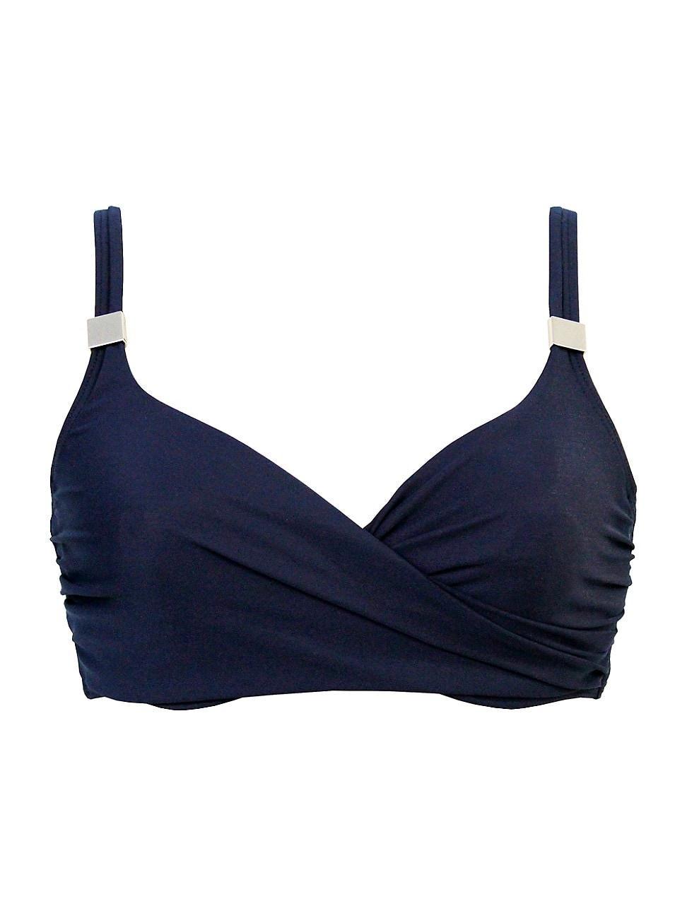 Womens Surplice Shirred Bikini Top Product Image