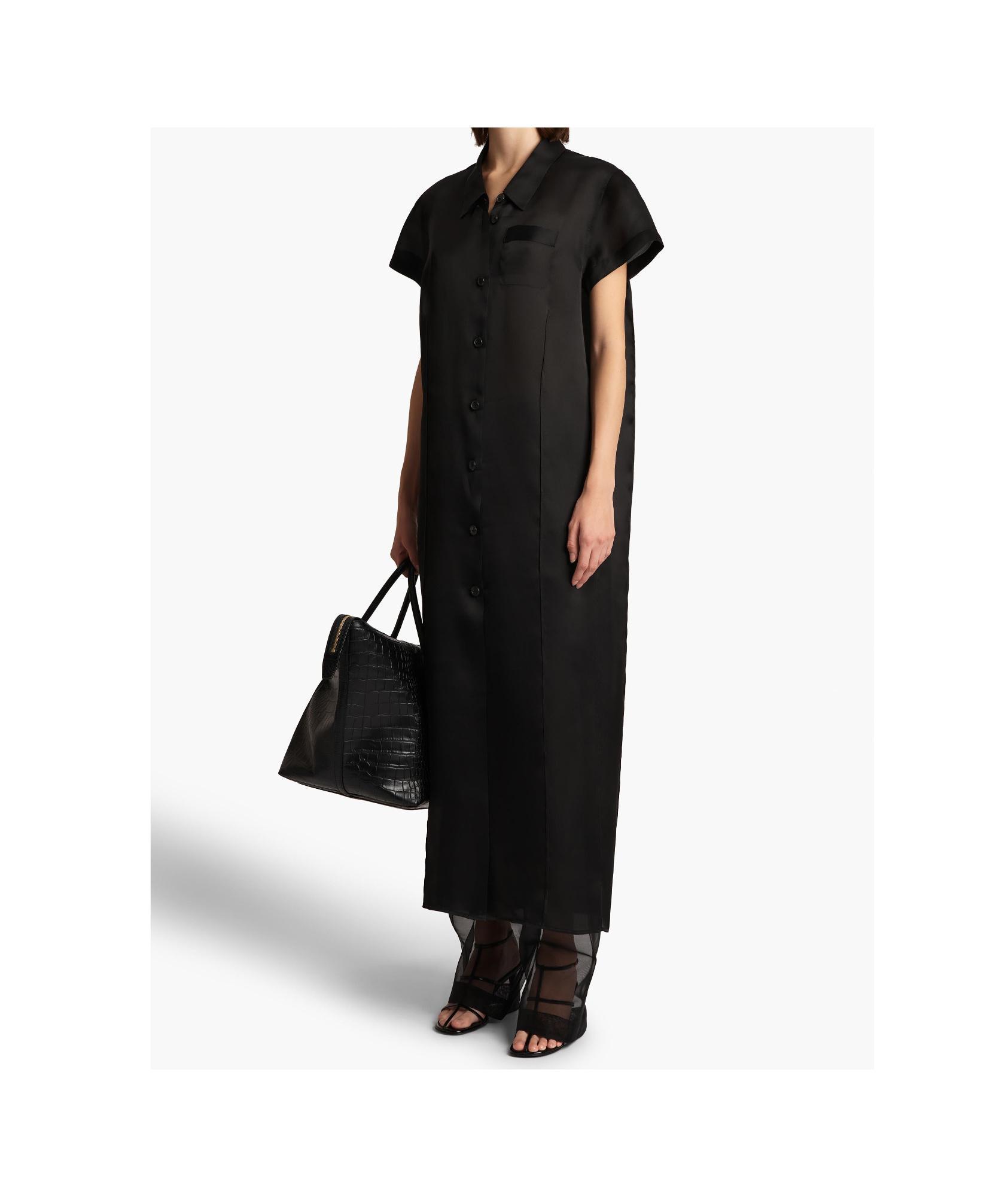 KHAITE Effy Silk And Cotton-blend Organza Midi Shirt Dress In Black Product Image