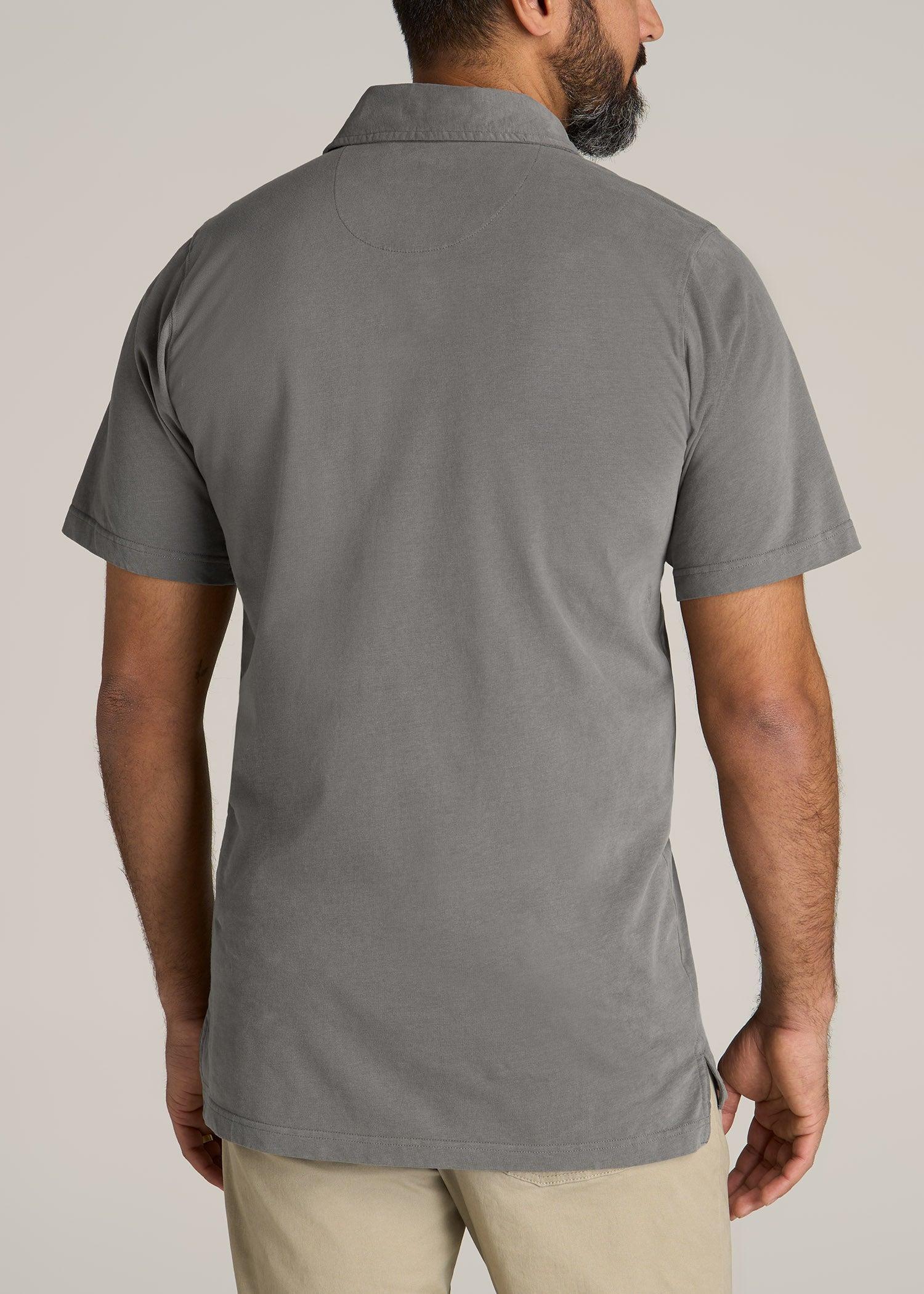 LJ&S Ultra Soft Short Sleeve Cotton Polo for Tall Men in Vintage Pewter Male Product Image
