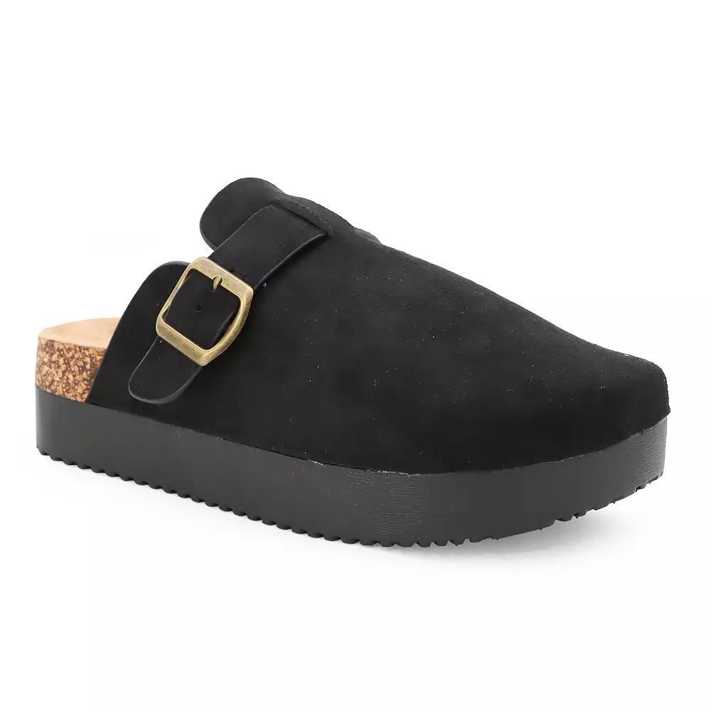 Yoki Claude-04 Women's Faux Suede Slip On Platform Clogs, Size: 10, Black Product Image