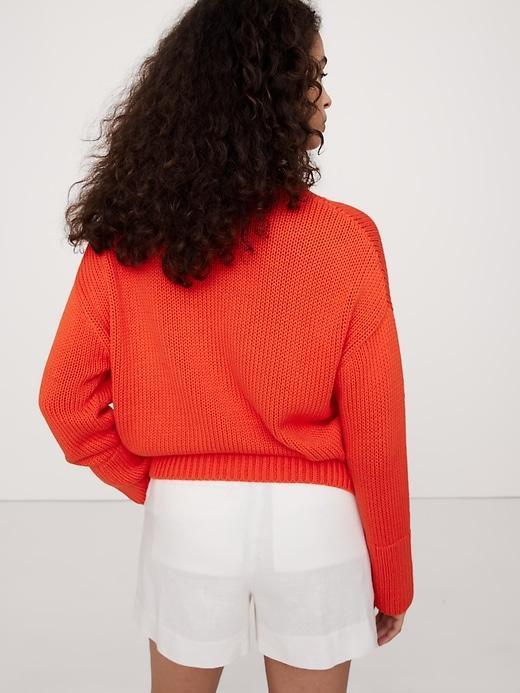 Oversized Cotton V-Neck Sweater Product Image