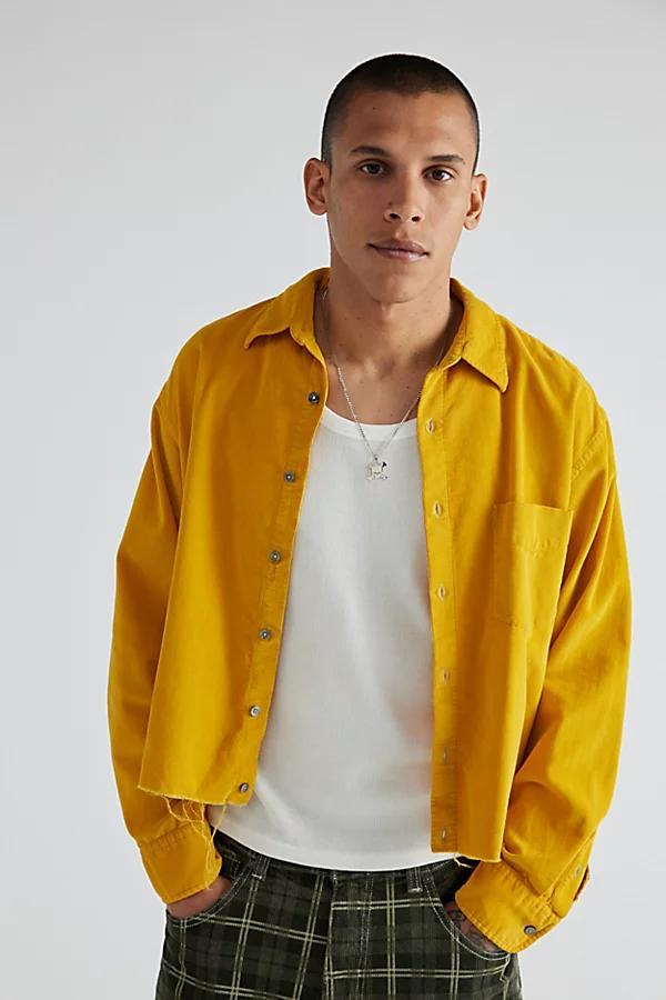 Urban Renewal Remade Overdyed Raw Crop Cord Long Sleeve Shirt Mens at Urban Outfitters Product Image